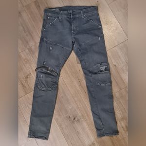 G-STAR RAW 3d Zip Knee Skinny jeans. Size 30W-30L/ Dark Aged Cobler